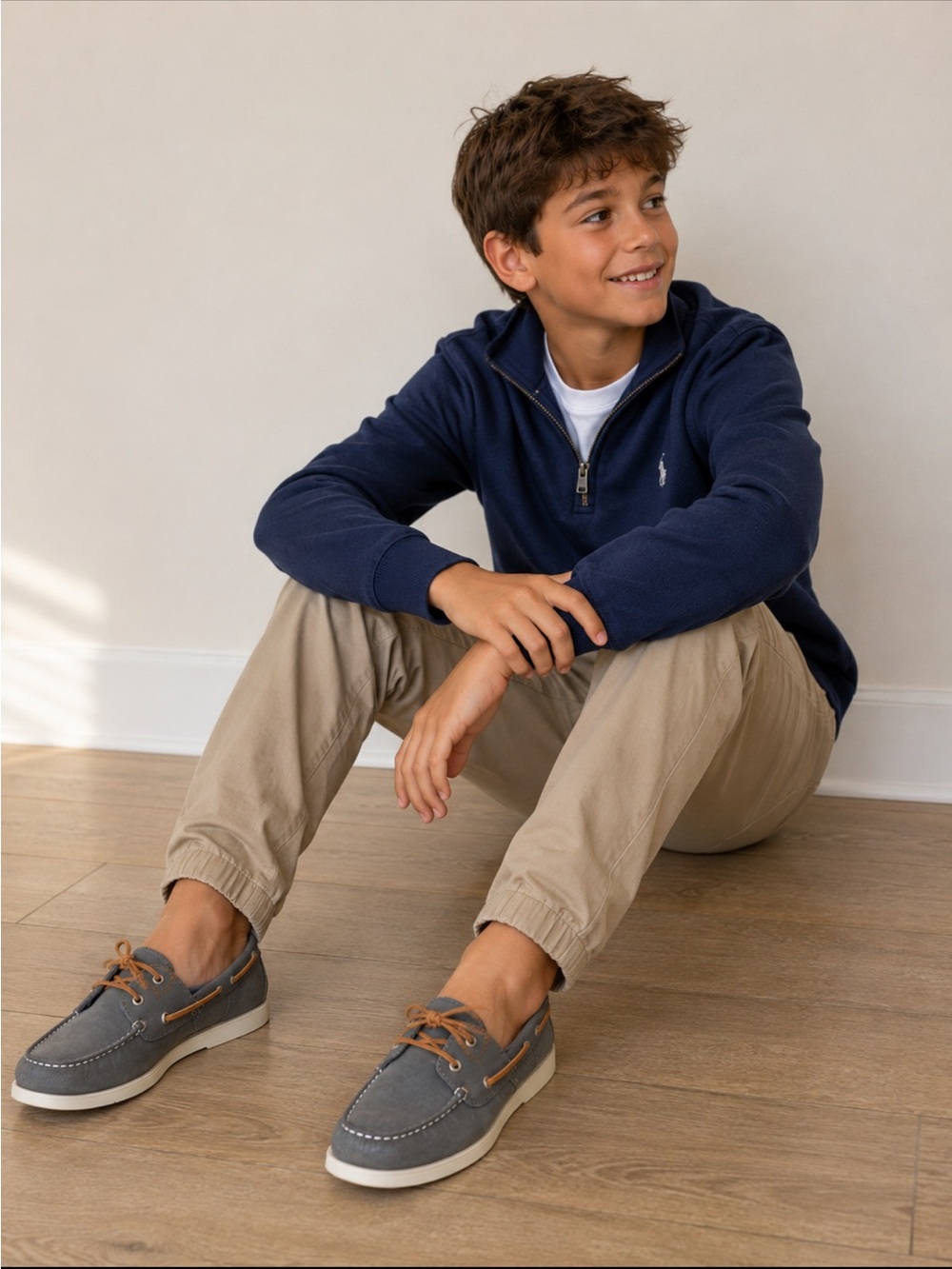 Sperry Top-Sider Cup LL Boat Shoes Boys 6.5M Grey Suede Leather Memory Foam